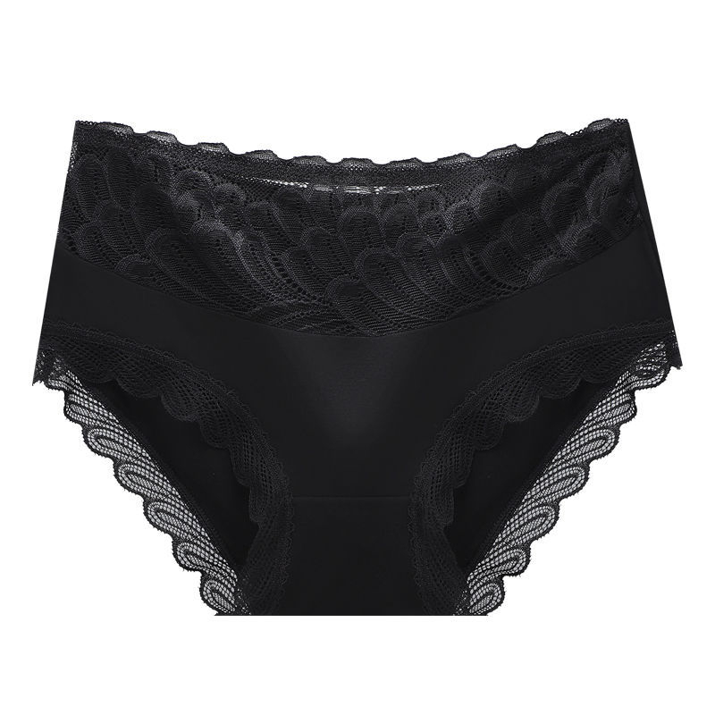 Sieviešu bezšuvju biksītes no modal auduma ar mežģīnēm, vidējā josta, elpojoša kokvilnas odere