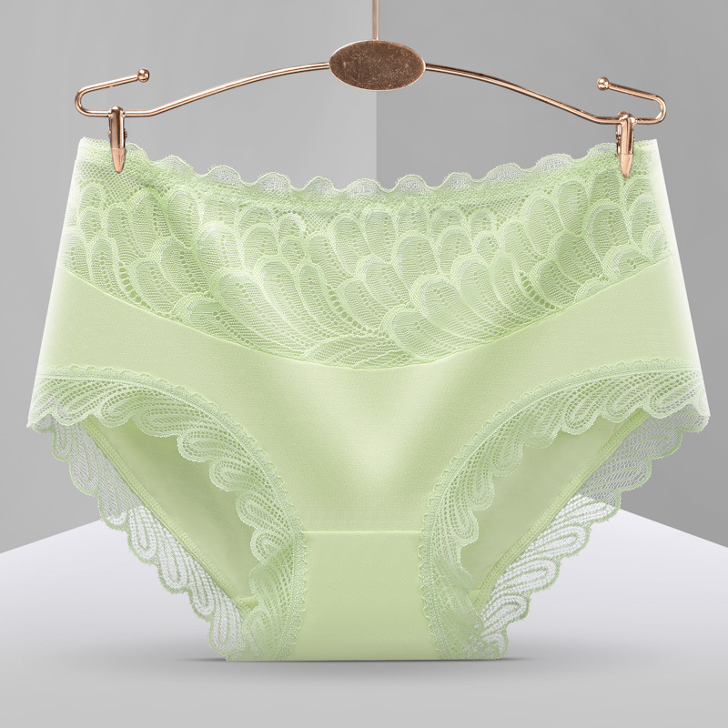 Sieviešu bezšuvju biksītes no modal auduma ar mežģīnēm, vidējā josta, elpojoša kokvilnas odere