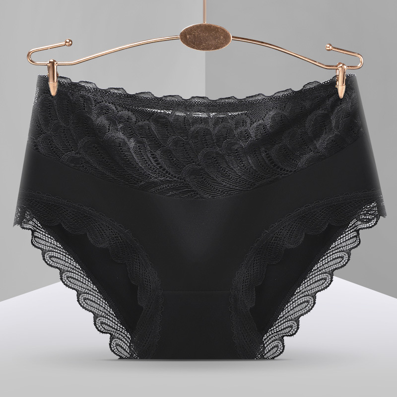 Sieviešu bezšuvju biksītes no modal auduma ar mežģīnēm, vidējā josta, elpojoša kokvilnas odere