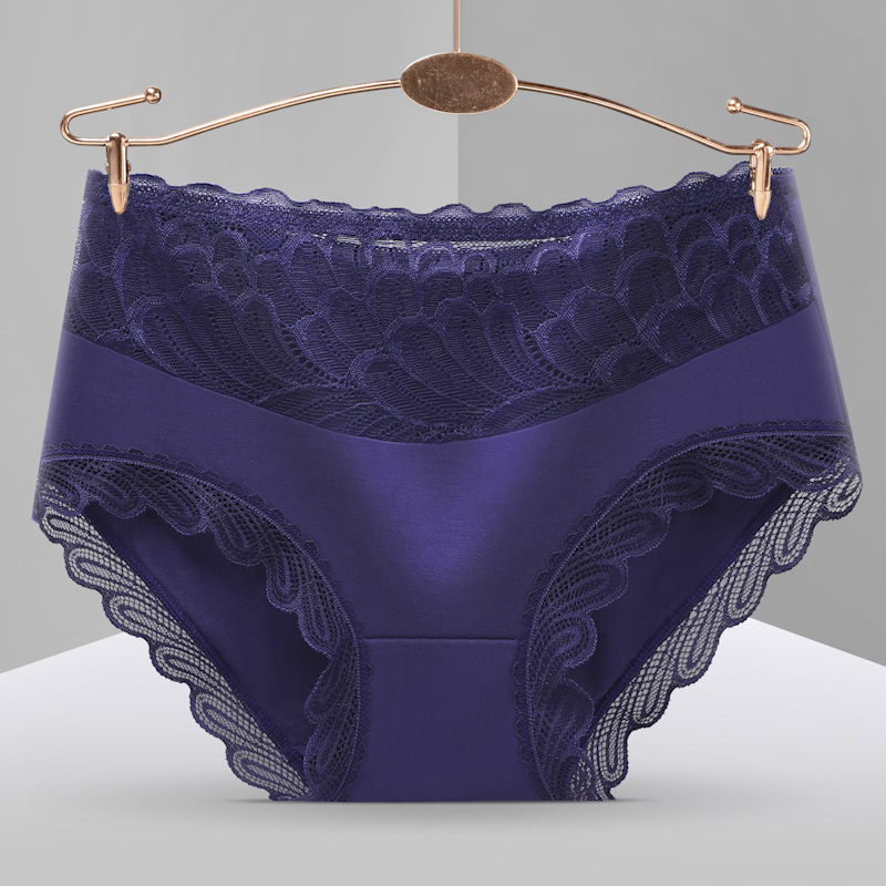 Sieviešu bezšuvju biksītes no modal auduma ar mežģīnēm, vidējā josta, elpojoša kokvilnas odere