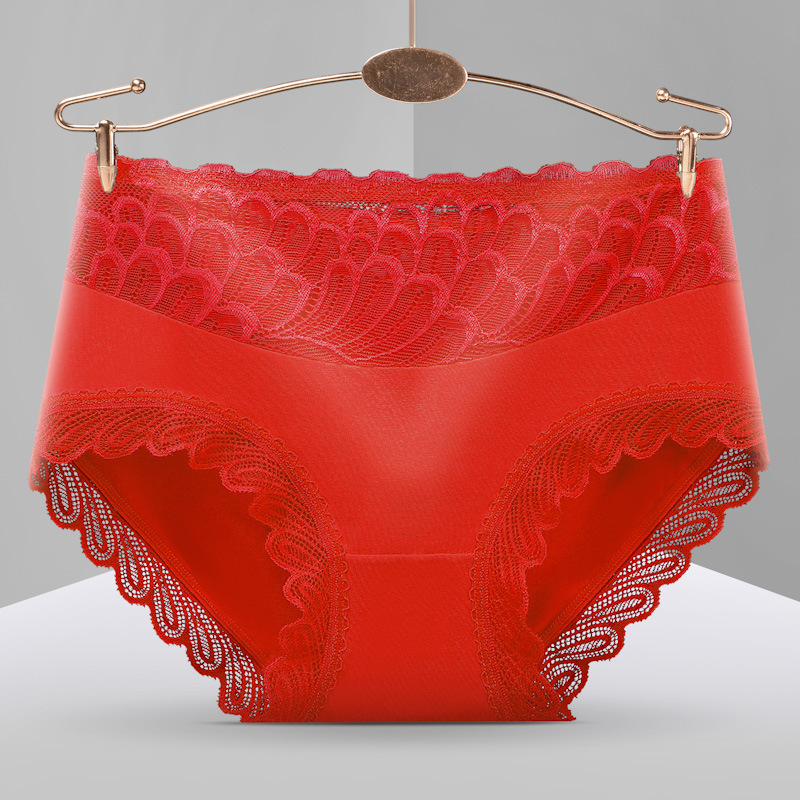 Sieviešu bezšuvju biksītes no modal auduma ar mežģīnēm, vidējā josta, elpojoša kokvilnas odere