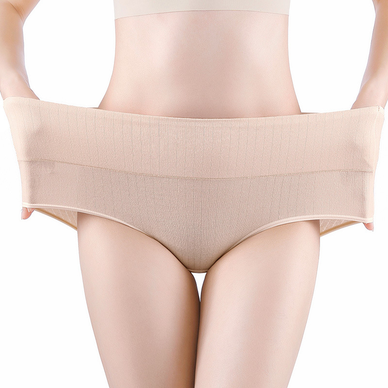 Sievietēm triālnie biksītes ar augstu vidukli no kokvilnas, vēdera atbalsts, antibakteriālas, bezšuvju, galvenais audums 95% kokvilna, starplika 100% kokvilna