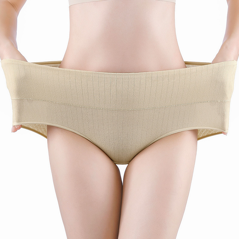 Sievietēm triālnie biksītes ar augstu vidukli no kokvilnas, vēdera atbalsts, antibakteriālas, bezšuvju, galvenais audums 95% kokvilna, starplika 100% kokvilna