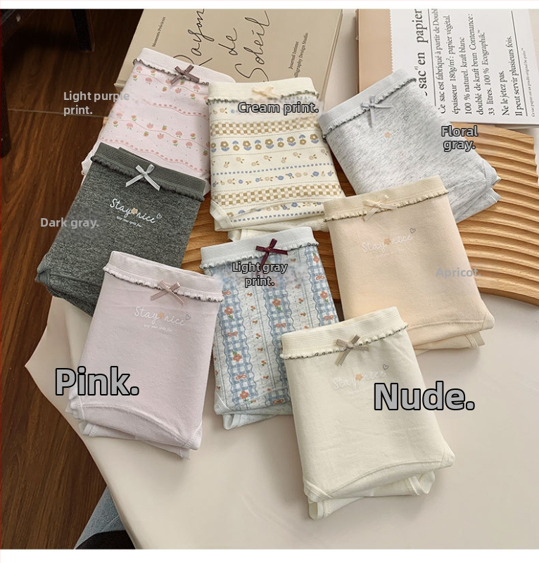 Kokvilnas sieviešu apakšveļa ar elpojošu antibakteriālu funkciju, džakarda audums, vidējā josta, ziedu raksts