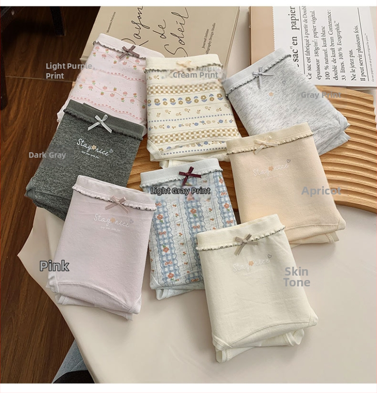 Kokvilnas sieviešu apakšveļa ar elpojošu antibakteriālu funkciju, džakarda audums, vidējā josta, ziedu raksts