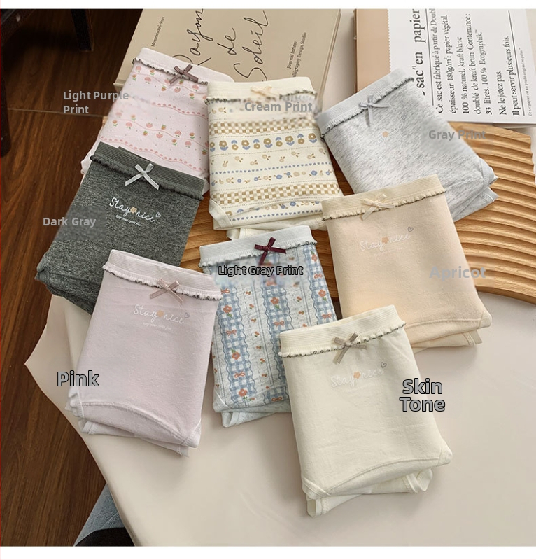 Kokvilnas sieviešu apakšveļa ar elpojošu antibakteriālu funkciju, džakarda audums, vidējā josta, ziedu raksts