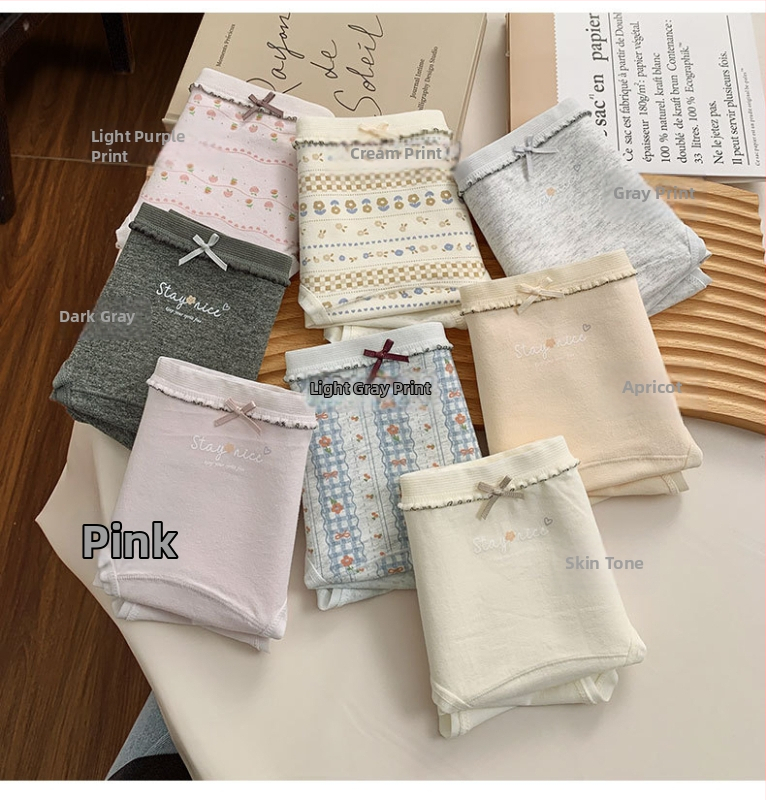 Kokvilnas sieviešu apakšveļa ar elpojošu antibakteriālu funkciju, džakarda audums, vidējā josta, ziedu raksts