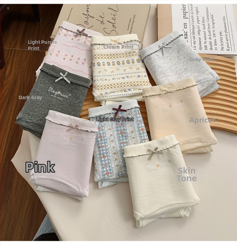 Kokvilnas sieviešu apakšveļa ar elpojošu antibakteriālu funkciju, džakarda audums, vidējā josta, ziedu raksts