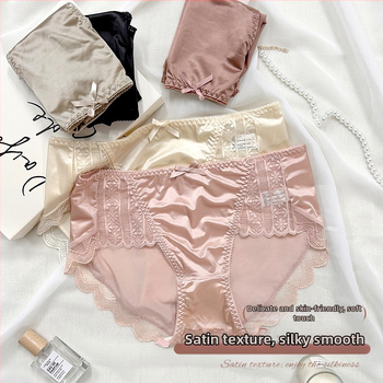 Sieviešu mežģīņu apakšveļa no viskozes, viduklis vidējā līmenī, kokvilnas odere cirkšņa zonā, antibakteriāla, adīta mežģīne, loku motīvs