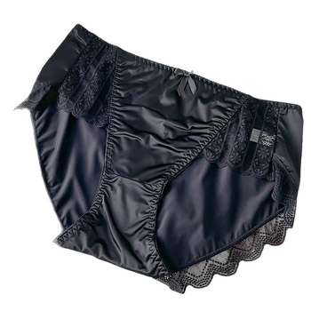 Sieviešu mežģīņu apakšveļa no viskozes, viduklis vidējā līmenī, kokvilnas odere cirkšņa zonā, antibakteriāla, adīta mežģīne, loku motīvs