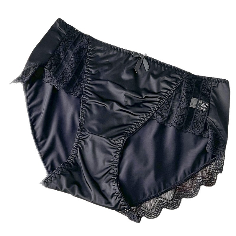 Sieviešu mežģīņu apakšveļa no viskozes, viduklis vidējā līmenī, kokvilnas odere cirkšņa zonā, antibakteriāla, adīta mežģīne, loku motīvs