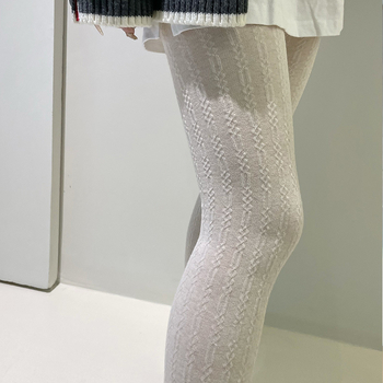 Pamukaste tajice za oblikovanje s vertikalnim zavojnim lancem uzorkom, lagana kompresija, debele i tople za jesen-zimu