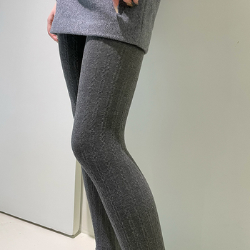 Pamukaste tajice za oblikovanje s vertikalnim zavojnim lancem uzorkom, lagana kompresija, debele i tople za jesen-zimu