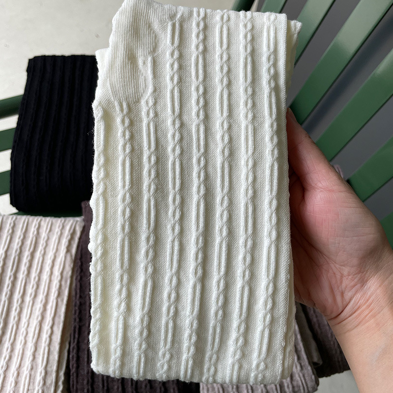 Pamukaste tajice za oblikovanje s vertikalnim zavojnim lancem uzorkom, lagana kompresija, debele i tople za jesen-zimu