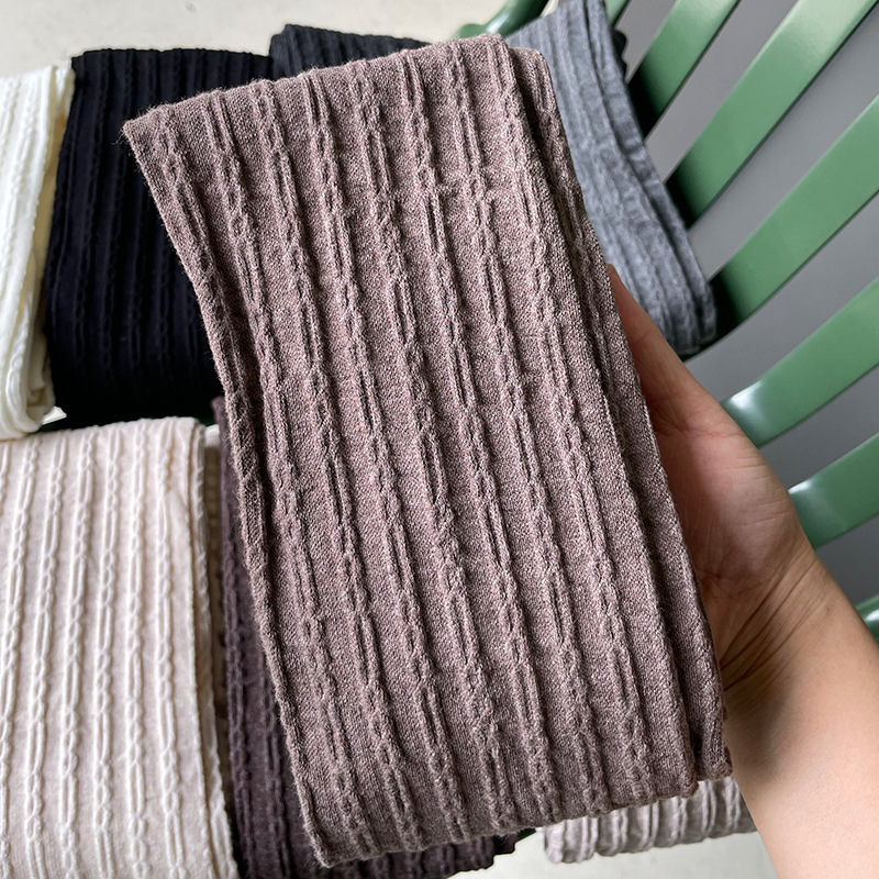 Pamukaste tajice za oblikovanje s vertikalnim zavojnim lancem uzorkom, lagana kompresija, debele i tople za jesen-zimu