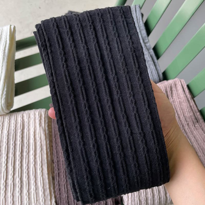 Pamukaste tajice za oblikovanje s vertikalnim zavojnim lancem uzorkom, lagana kompresija, debele i tople za jesen-zimu