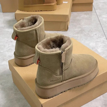 Moteriški žieminiai auliniai batai -40°C, viršus su įterptu kailiu, šoninis užtrauktukas, žemas kulkšnies aukštis, pūkuota įdaila