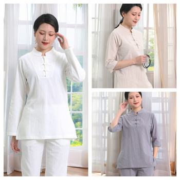 Sieviešu Zen jogas komplekts no Slub kokvilnas — 95% kokvilnas vai vairāk, bez gludināšanas, pavasaris 2024