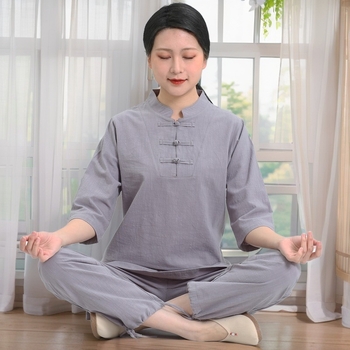 Sieviešu Zen jogas komplekts no Slub kokvilnas — 95% kokvilnas vai vairāk, bez gludināšanas, pavasaris 2024