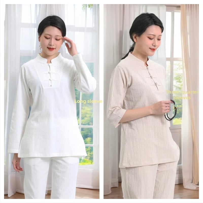 Sieviešu Zen jogas komplekts no Slub kokvilnas — 95% kokvilnas vai vairāk, bez gludināšanas, pavasaris 2024