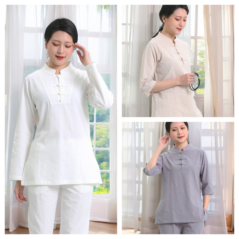 Sieviešu Zen jogas komplekts no Slub kokvilnas — 95% kokvilnas vai vairāk, bez gludināšanas, pavasaris 2024