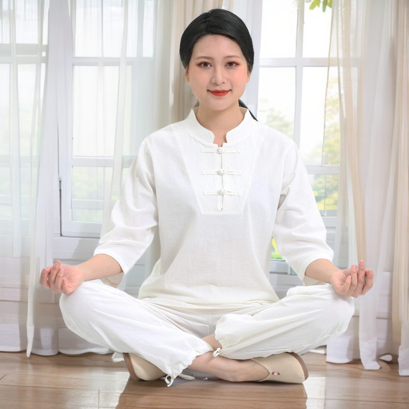 Sieviešu Zen jogas komplekts no Slub kokvilnas — 95% kokvilnas vai vairāk, bez gludināšanas, pavasaris 2024