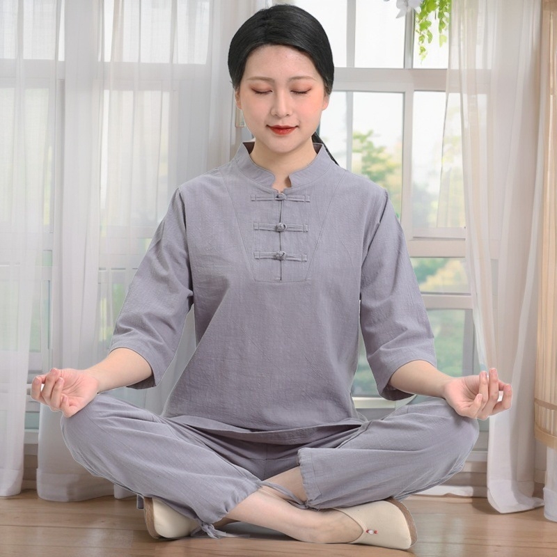 Sieviešu Zen jogas komplekts no Slub kokvilnas — 95% kokvilnas vai vairāk, bez gludināšanas, pavasaris 2024