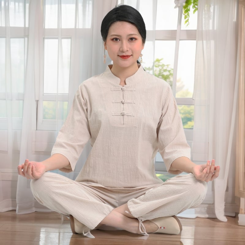 Sieviešu Zen jogas komplekts no Slub kokvilnas — 95% kokvilnas vai vairāk, bez gludināšanas, pavasaris 2024