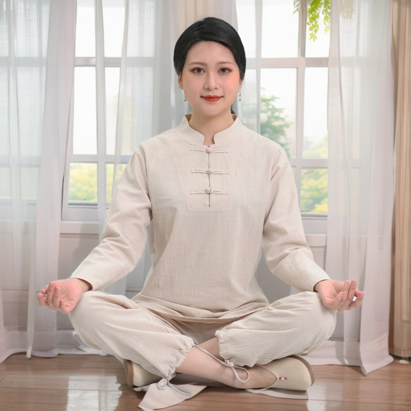 Sieviešu Zen jogas komplekts no Slub kokvilnas — 95% kokvilnas vai vairāk, bez gludināšanas, pavasaris 2024