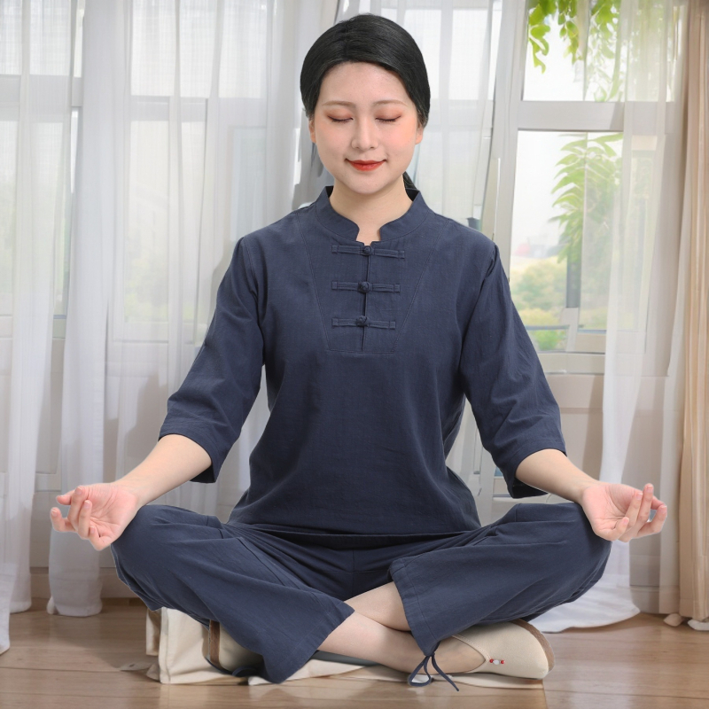 Sieviešu Zen jogas komplekts no Slub kokvilnas — 95% kokvilnas vai vairāk, bez gludināšanas, pavasaris 2024