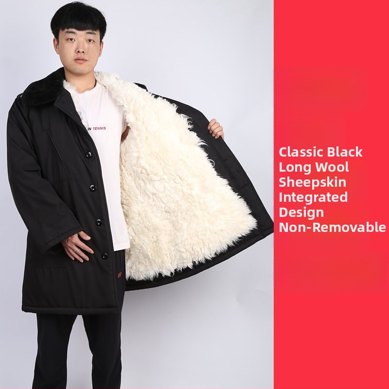 Militālais kažoks no aitas ādas un kokvilnas, silts vidēja garuma, iekšējā pildījumā vilnas kažoks, ziemas kalnu pārgājieniem, radiācijas aizsardzība, zēniem