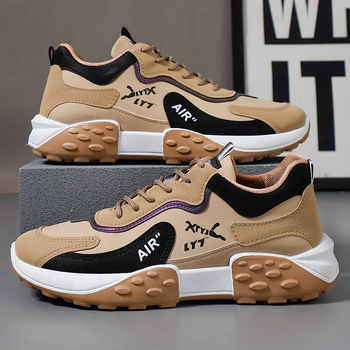 Vyriniai kasdieniai sportbačiai su blokų raštu, viršus iš sintetinės odos, EVA vidpadis, injekciniais forma padas, raišteliai