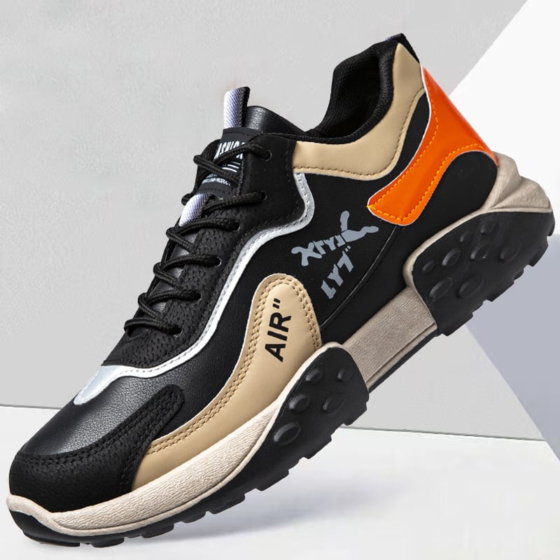 Vyriniai kasdieniai sportbačiai su blokų raštu, viršus iš sintetinės odos, EVA vidpadis, injekciniais forma padas, raišteliai