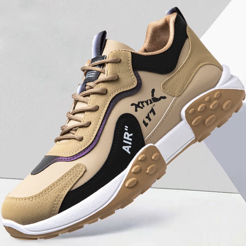 Vyriniai kasdieniai sportbačiai su blokų raštu, viršus iš sintetinės odos, EVA vidpadis, injekciniais forma padas, raišteliai