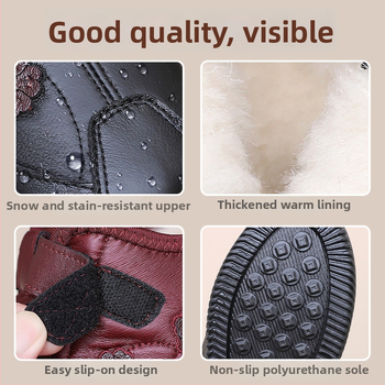 Moterys žieminiai sniego batai, su fliso pamušalu šilumai, atsparūs vandeniui, neslidus padas, Velcro užsegimas.