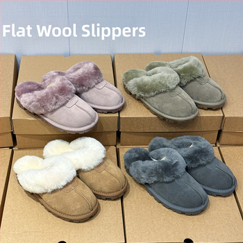 Домашни чехли с вълнена подплата, закрити пръсти, набук горна част, EVA подметка, звезден мотив