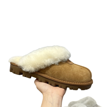 Домашни чехли с вълнена подплата, закрити пръсти, набук горна част, EVA подметка, звезден мотив