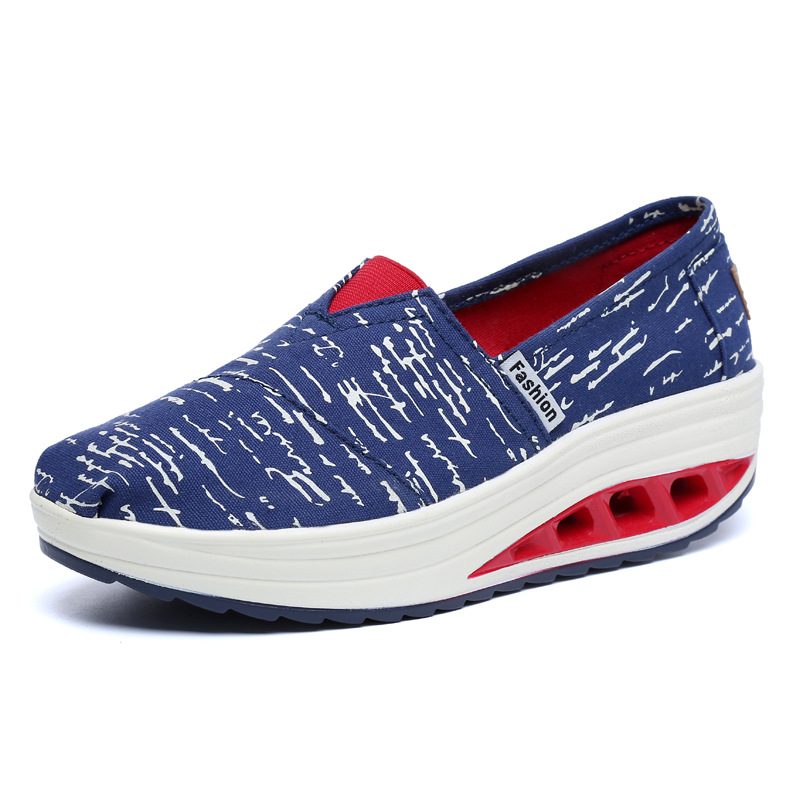 Naiste kanvasjalanõud, triibuline muster, puuvillane vooder, kiil-kand, liikumise stiil