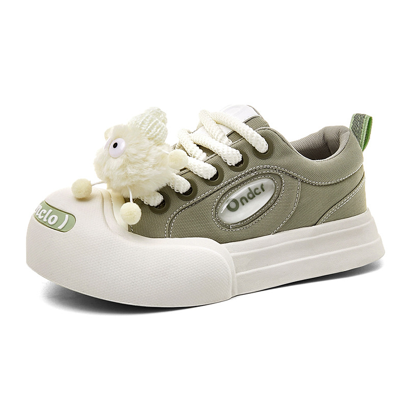 Unisex lõuendist jalanõud karikatuurimustriga, madal varvas, ees sõlmed, paks tald, libisemiskindel, kevad 2024