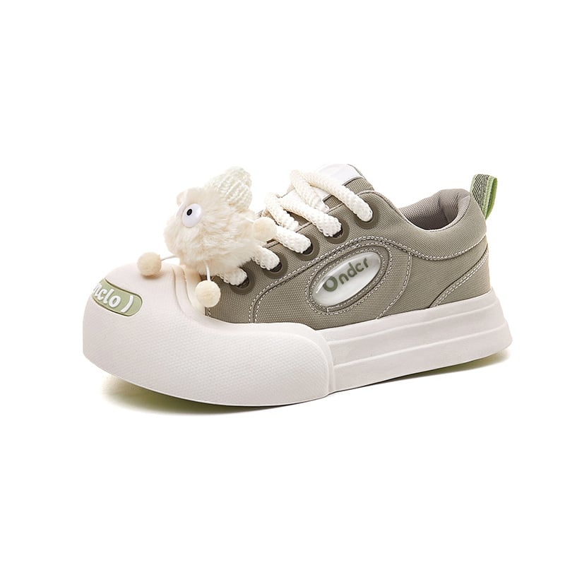 Unisex lõuendist jalanõud karikatuurimustriga, madal varvas, ees sõlmed, paks tald, libisemiskindel, kevad 2024