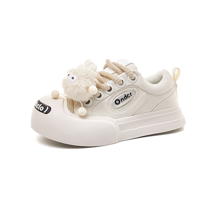 Unisex lõuendist jalanõud karikatuurimustriga, madal varvas, ees sõlmed, paks tald, libisemiskindel, kevad 2024