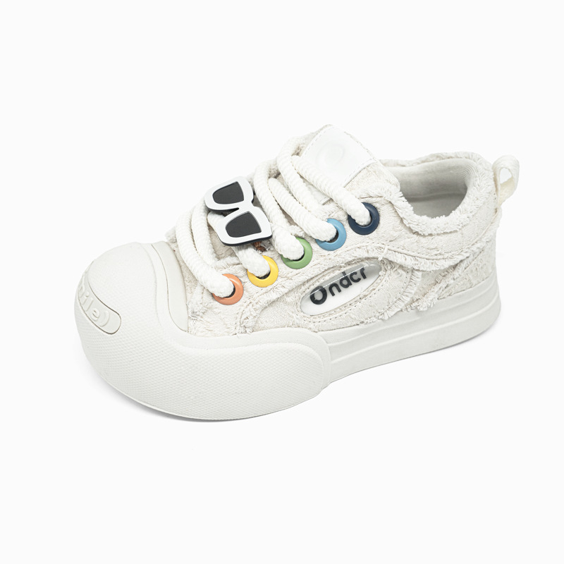 Unisex lõuendist jalanõud karikatuurimustriga, madal varvas, ees sõlmed, paks tald, libisemiskindel, kevad 2024