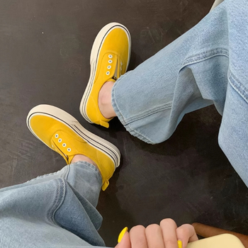 Naistele kanvas kingad, hingavadad, kõrgust suurendava paksu tallaga, igapäevased nöörid, madal ülaosa