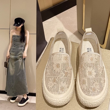 Naiste võrgust Slip-On kingad kalastusstiilis, hingavad, kerged, komposiit-tald, terav varvas, puuvillane sisetald