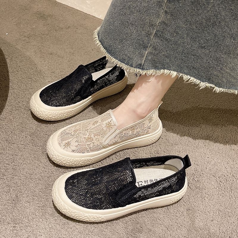 Naiste võrgust Slip-On kingad kalastusstiilis, hingavad, kerged, komposiit-tald, terav varvas, puuvillane sisetald