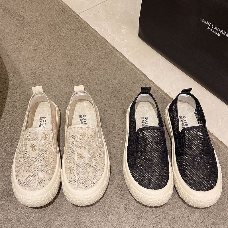 Naiste võrgust Slip-On kingad kalastusstiilis, hingavad, kerged, komposiit-tald, terav varvas, puuvillane sisetald