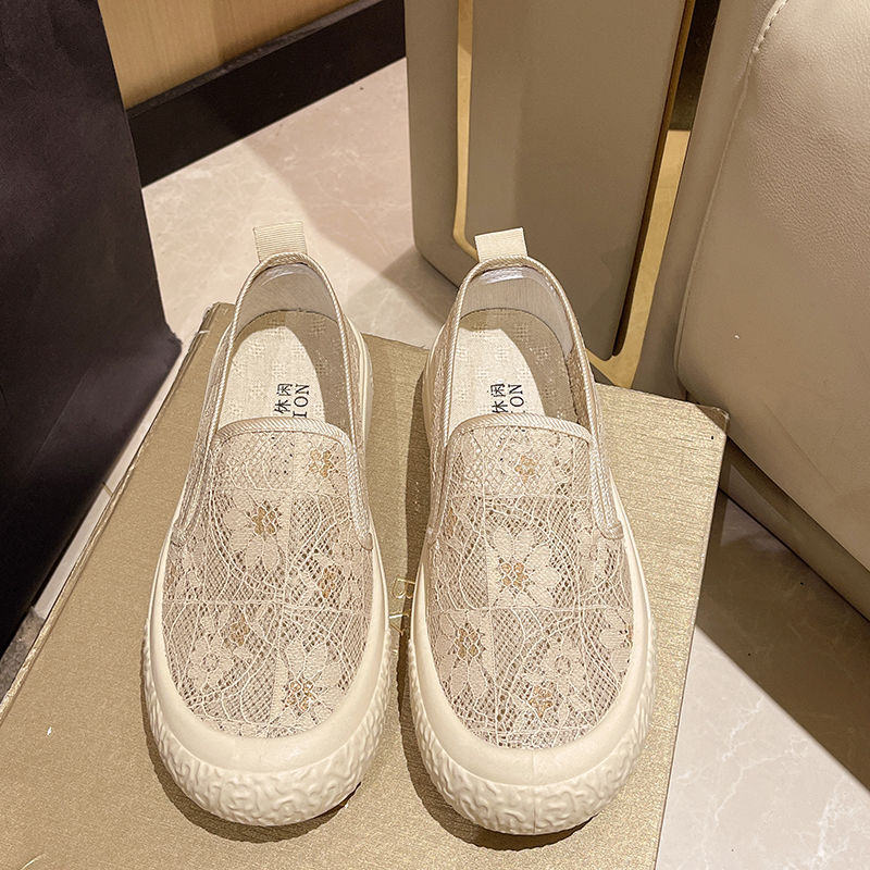 Naiste võrgust Slip-On kingad kalastusstiilis, hingavad, kerged, komposiit-tald, terav varvas, puuvillane sisetald