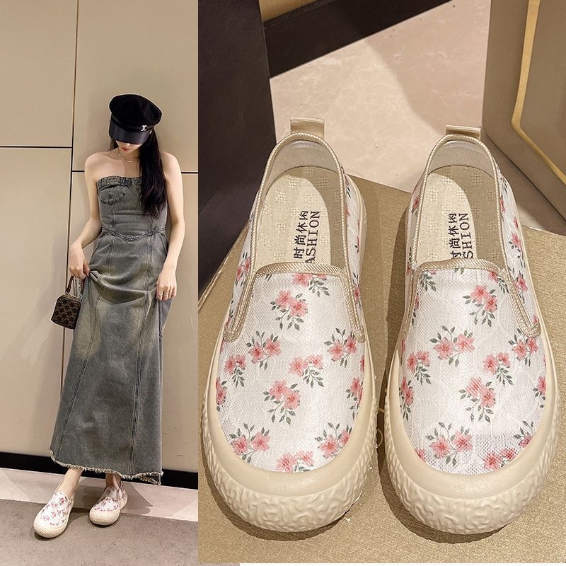 Naiste võrgust Slip-On kingad kalastusstiilis, hingavad, kerged, komposiit-tald, terav varvas, puuvillane sisetald