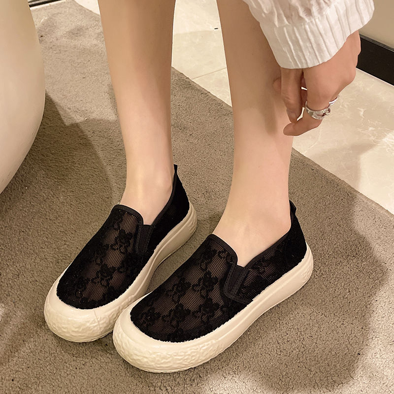 Naiste võrgust Slip-On kingad kalastusstiilis, hingavad, kerged, komposiit-tald, terav varvas, puuvillane sisetald