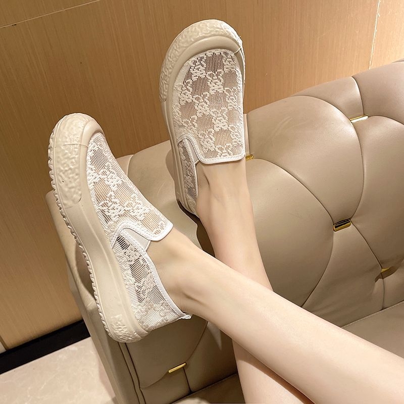 Naiste võrgust Slip-On kingad kalastusstiilis, hingavad, kerged, komposiit-tald, terav varvas, puuvillane sisetald